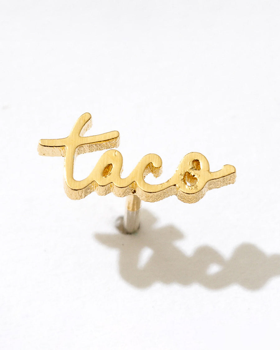 gold cursive 'taco' single stud earring