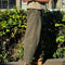 side view of model wearing olive relaxed fit pants