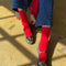 model wearing red classic cashmere socks