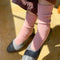 model wearing light pink classic cashmere socks