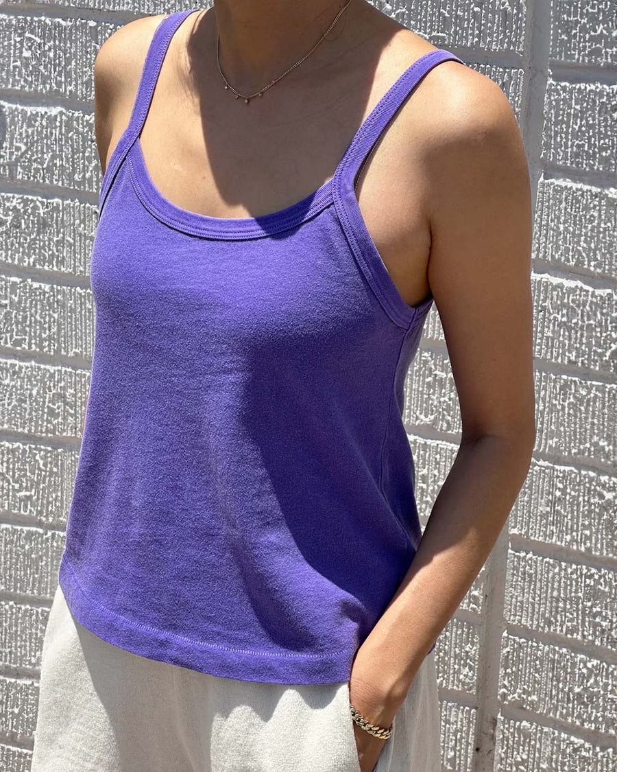 model wearing lavender basic tank cami