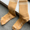 butter ribbed socks with cream stripes