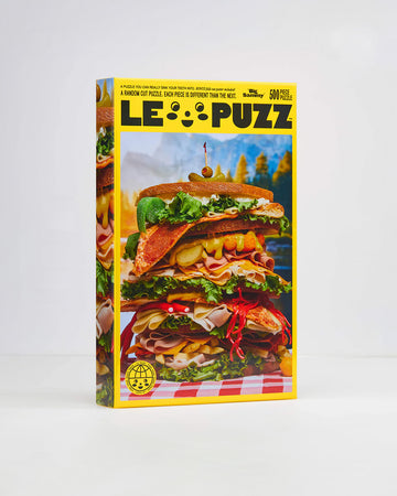 le puzz 500 puzzle with a giant loaded sandwich