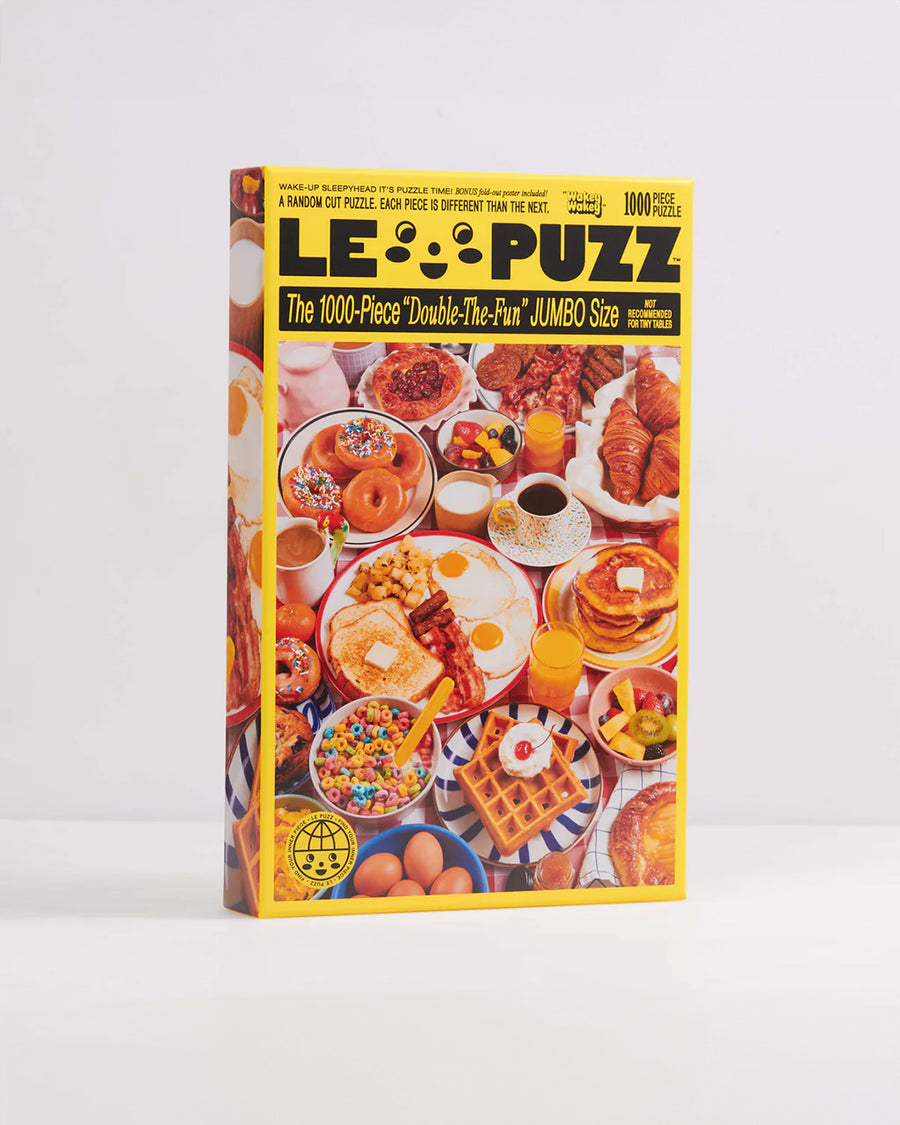 boxed le puzz 1000 piece puzzle with various breakfast foods displayed