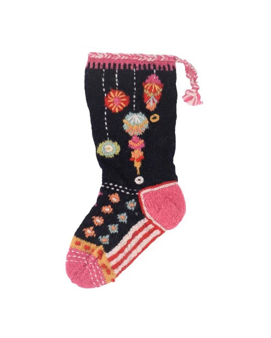 navy and pink knit stocking