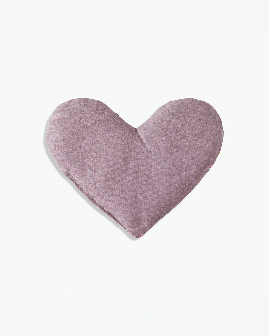 lilac backside of colorful swirl heart shaped eye pillow