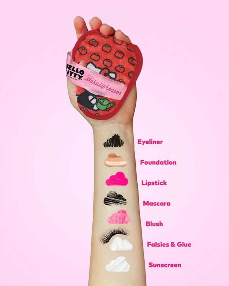 removes: eyeliner, foundation, lipstick, mascara, blush, flasies & glue and sunscreen