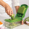 spiralizer on green crocodile shaped veggie chopper