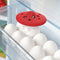 red and white mushroom fridge odor absorber inside of fridge