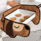 long brown dog oven mitt around cookie tray