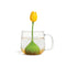 yellow tulip infuser in a clear cup