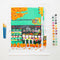 painted bodega paint by numbers kits with colorful NYC bodega scene, 5 paint brushes and pots of paint