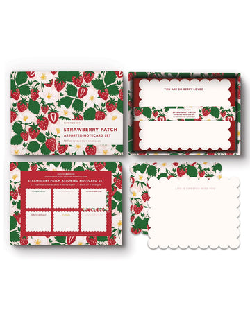 set of 12 cute strawberry themed notecards with envelopes