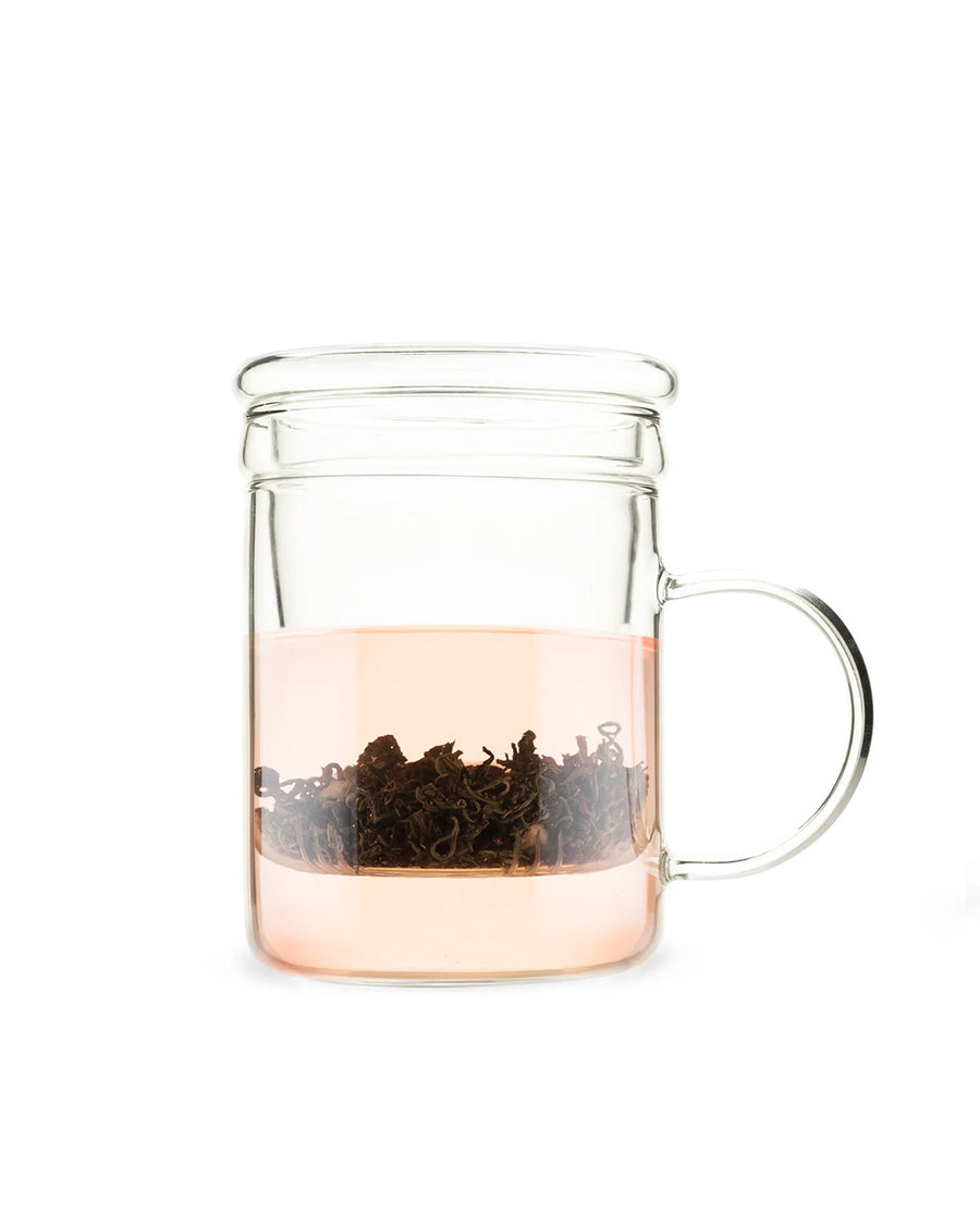 12 oz clear glass tea glass with removable infuser