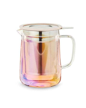 16 oz. rainbow iridescent glass teapot with infuser 