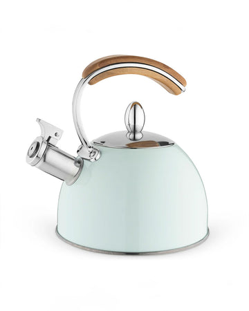 mint 70 oz classic whistling tea kettle with wooden handle