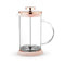 rose gold mini glass tea press with silver press pieces