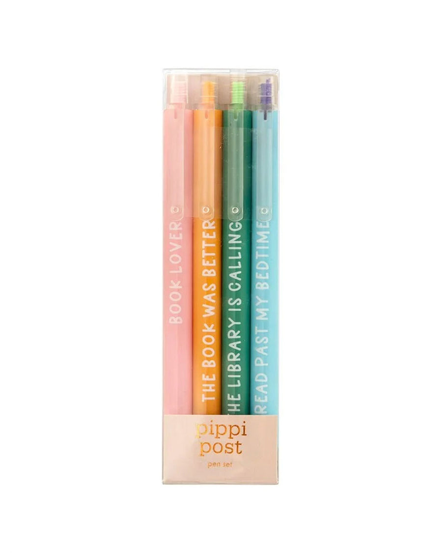 packaged set of 4 various reading theme colored pens