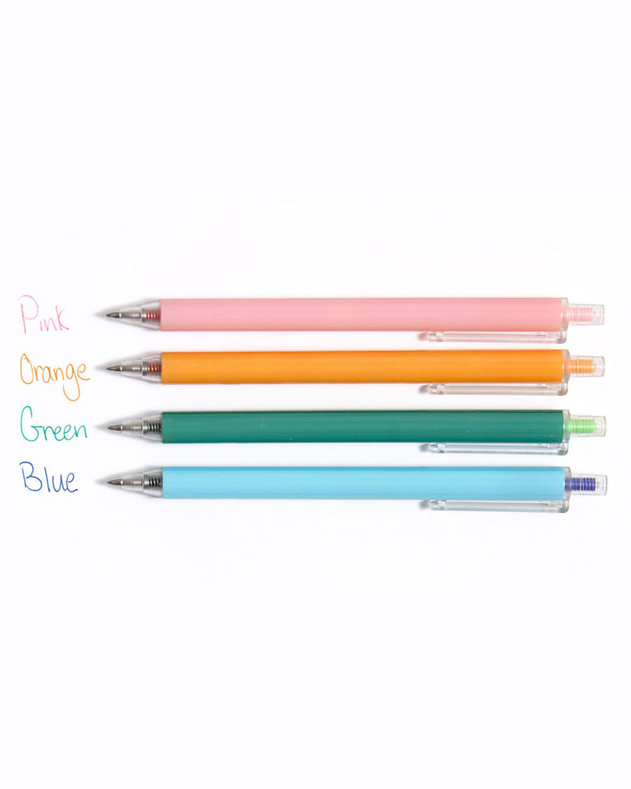 pink, orange, green and blue colored reading pens set