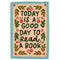 11 in. x 14 in. embroidered wall hanging with colorful flowers and'today is a good day to read a book' across the front