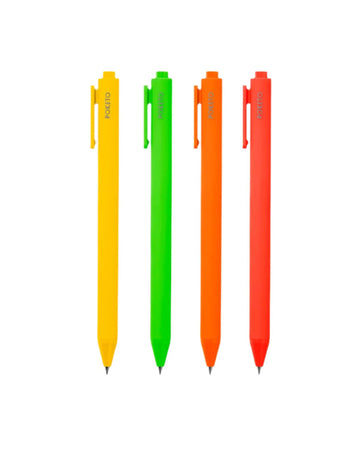 set of 4 pen set offered in bright neon colors