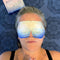 model using set of 5 self warming chamomile scented eye masks