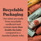 recyclable packaging: tubes are made from recycled cardboard and contain more than double the balm compared to the standard plastic tube