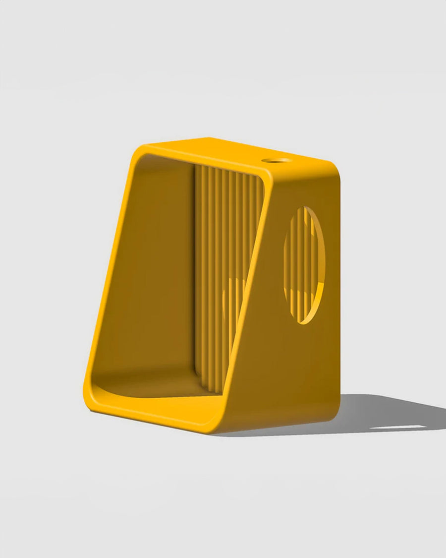 side view of mustard 3d printing modern floating wall shelf