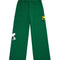 kelly green sweatpants with slit pockets and woodstock and snoopy print on sides