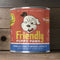 'friendly puppy paws' corn chips scented candle on a wood background