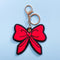 keychain with oversized red chenille bow