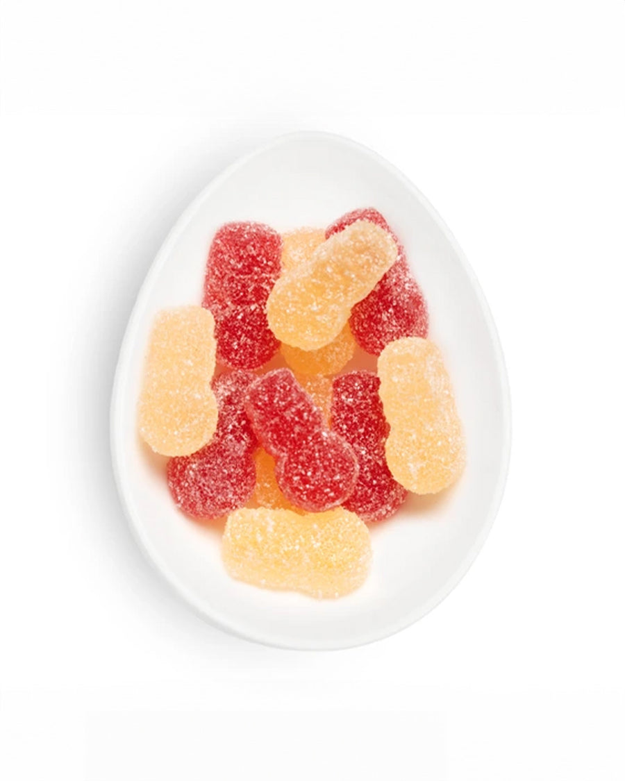 red and yellow sour gummy candies