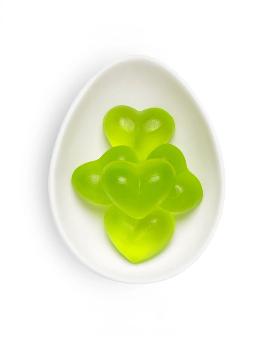 green heart shaped gummy candies