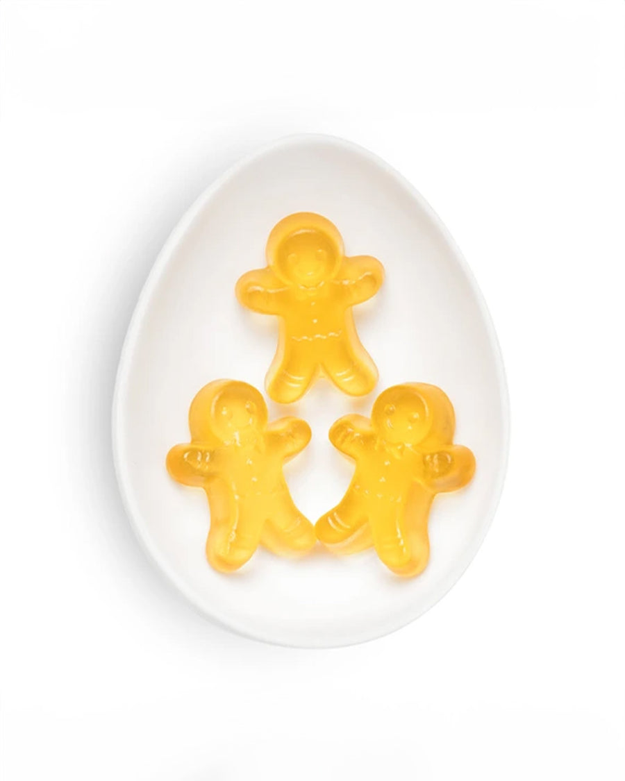 yellow gingerbread shaped gummies