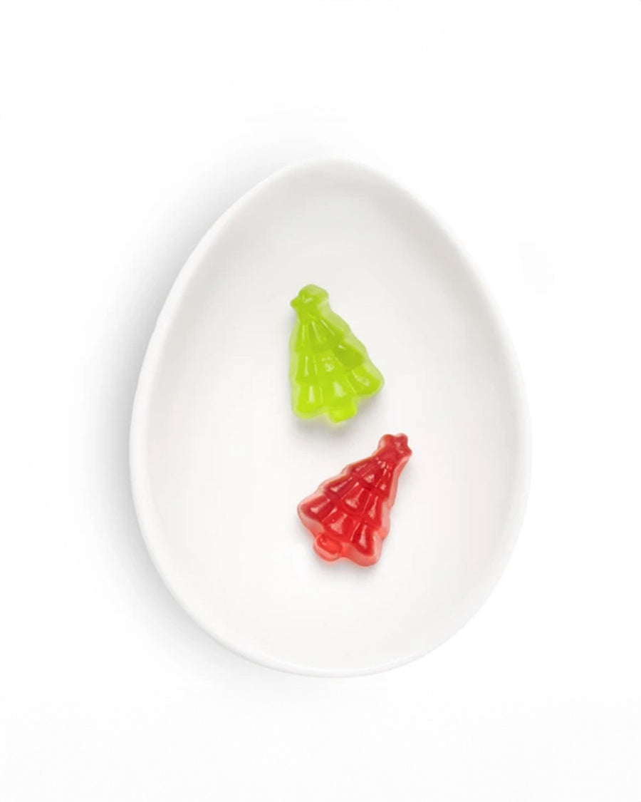 red and green tree shaped gummies