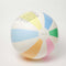 pastel yellow, blue, green, pink, and orange striped beach ball