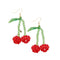 beaded cherry dangle earrings