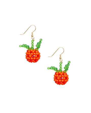 beaded mini orange dangle earrings
