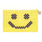 yellow smiley face beaded cardholder