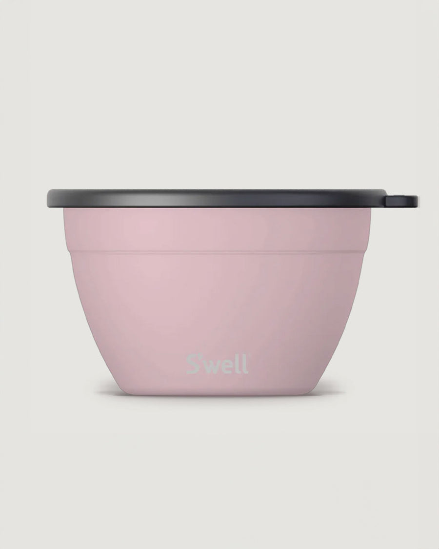 light pink salad bowl set and smaller container for dressing