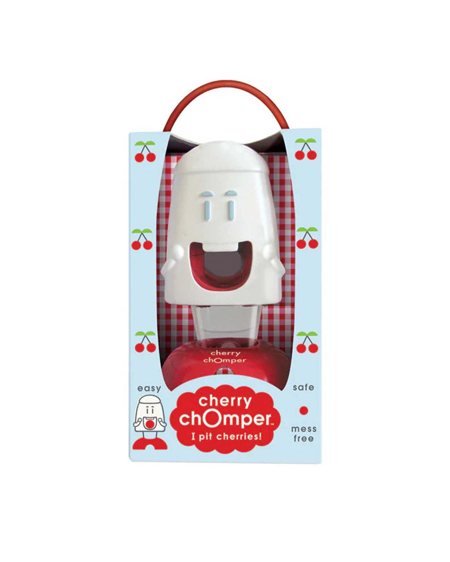 packaged cherry chomper cherry pitter with cartoon face