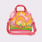 pink, yellow, orange groovy print roller skate bag