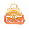 trippy skate bag with pink, orange and yellow colors, abstract stars and eye design