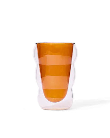 amber wavy glass cup