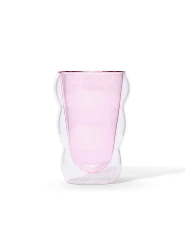 pink wavy glass cup