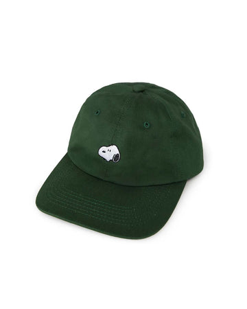 forest green hat with embroidered snoopy face