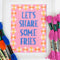 'let's share some fries' needlepoint kit with embroidery yarn and instructions