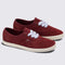 maroon suede sneakers with periwinkle fat laces