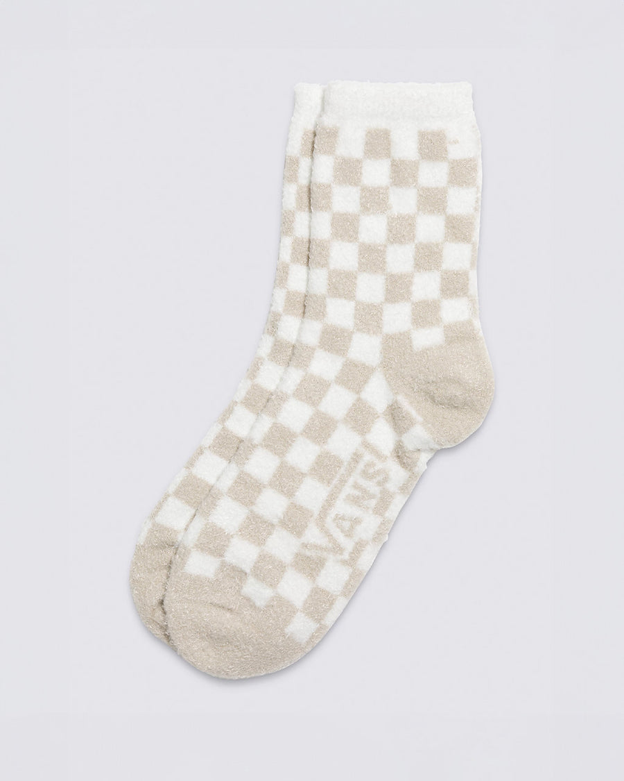 cream and sand checkered fuzzy socks