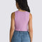 back view of model wearing cropped smokey grape tank